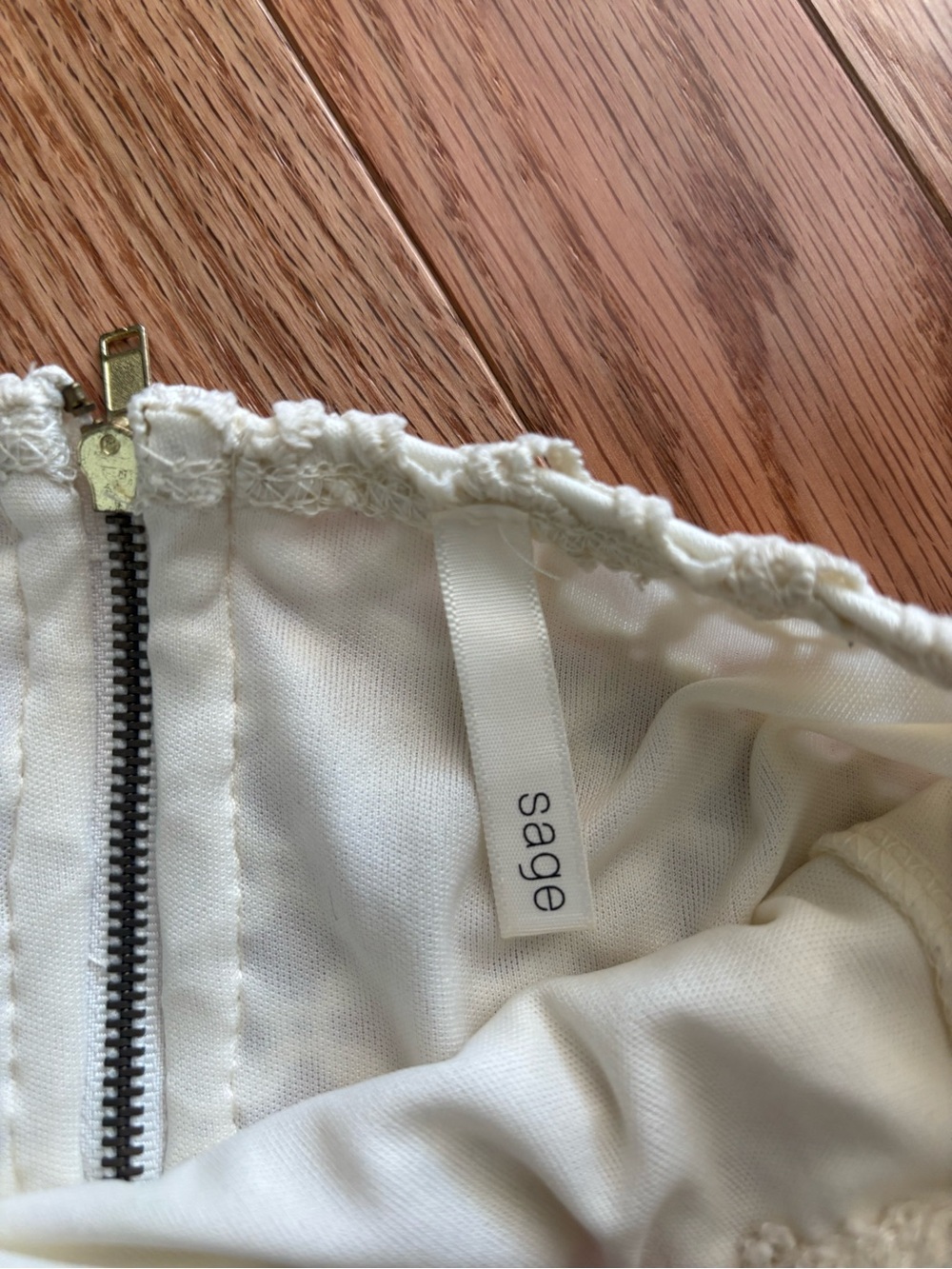 Sage Ivory Crochet Lace Pencil Skirt Boho Bridal Country Lined Women’s Size M‎ - Picture 2 of 5
